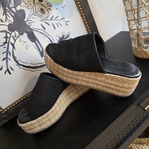 Free People Women’s Harbor Raffia Black Flatform 6.5